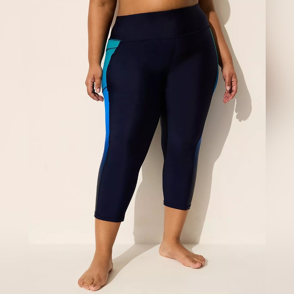 Lane Bryant Cacique Blue Ombre  Side Stripe Leggings 18 NWT